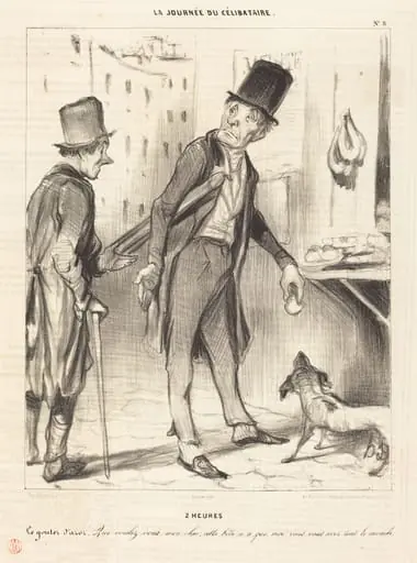 2 heures - Le gouter d'Azor, by Honoré Daumier, ink, 1839