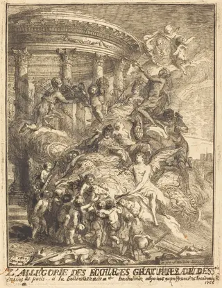 Allégorie des Ecoles gratuites du dessein (Allegory of the Free Drawing Schools), by Gabriel de Saint-Aubin, graphite, 1751