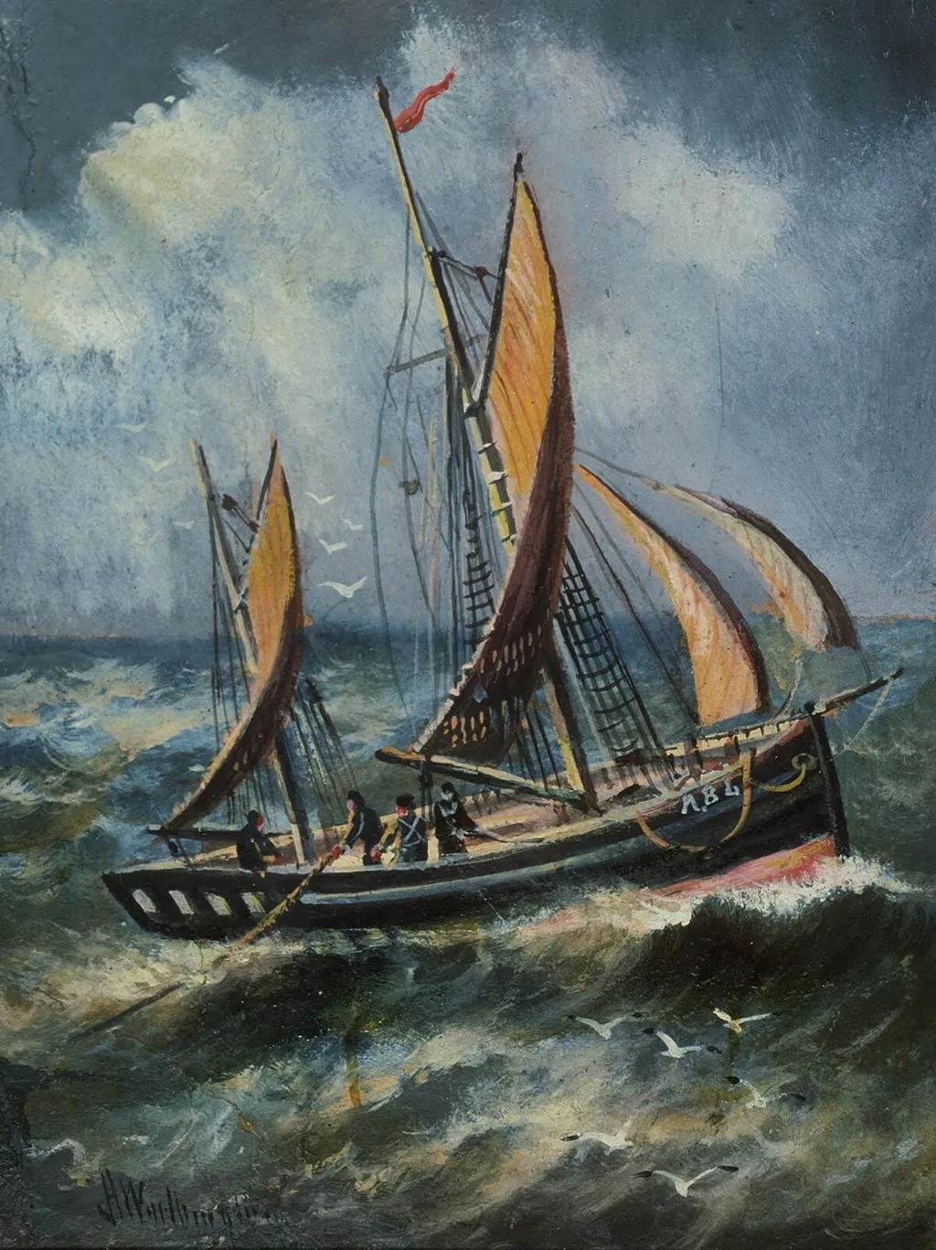 Aberystwyth Trawler, by Alfred Worthington, oil, 1896