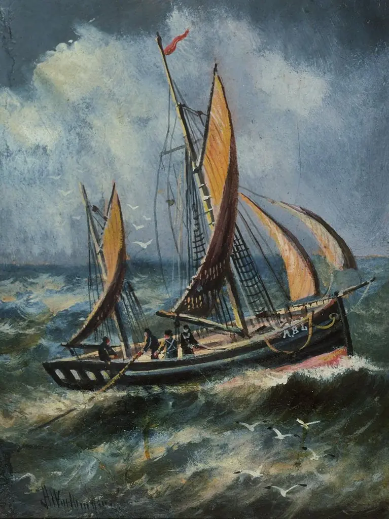 Aberystwyth Trawler, by Alfred Worthington, oil, 1896