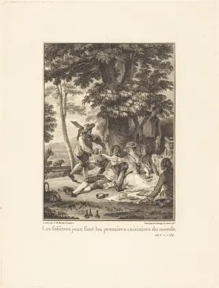 Les folâtres jeux sont les premiers cuisiniers du monde, by Robert Delaunay, ink, 1778