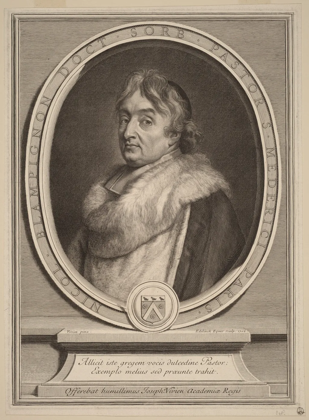 Nicolas de Blampignon, by Gerard Edelinck, ink, 1702