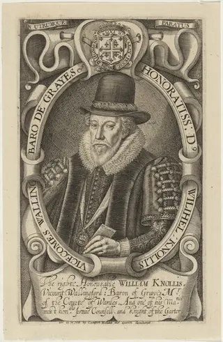 William Knollis, Earl of Banbury, When Viscount Wallingford, by Simon van de Passe, ink, 1621