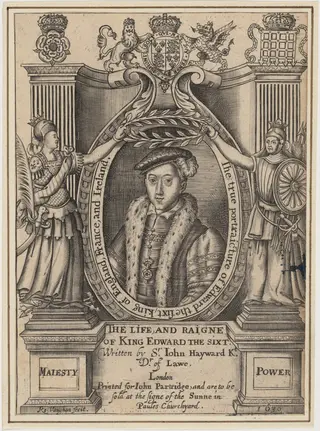 Title Plate to John Hayward, Life and Reigne of King Edward the Sixth, by Robert Vaughan, ink, 1630
