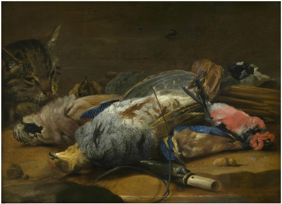 Cat and dead fowl, detail
