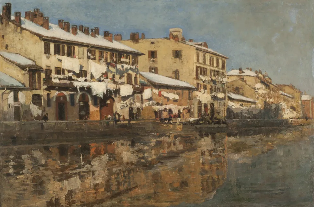 El Naviglio de Milán, by Emilio Gola, oil, 1897