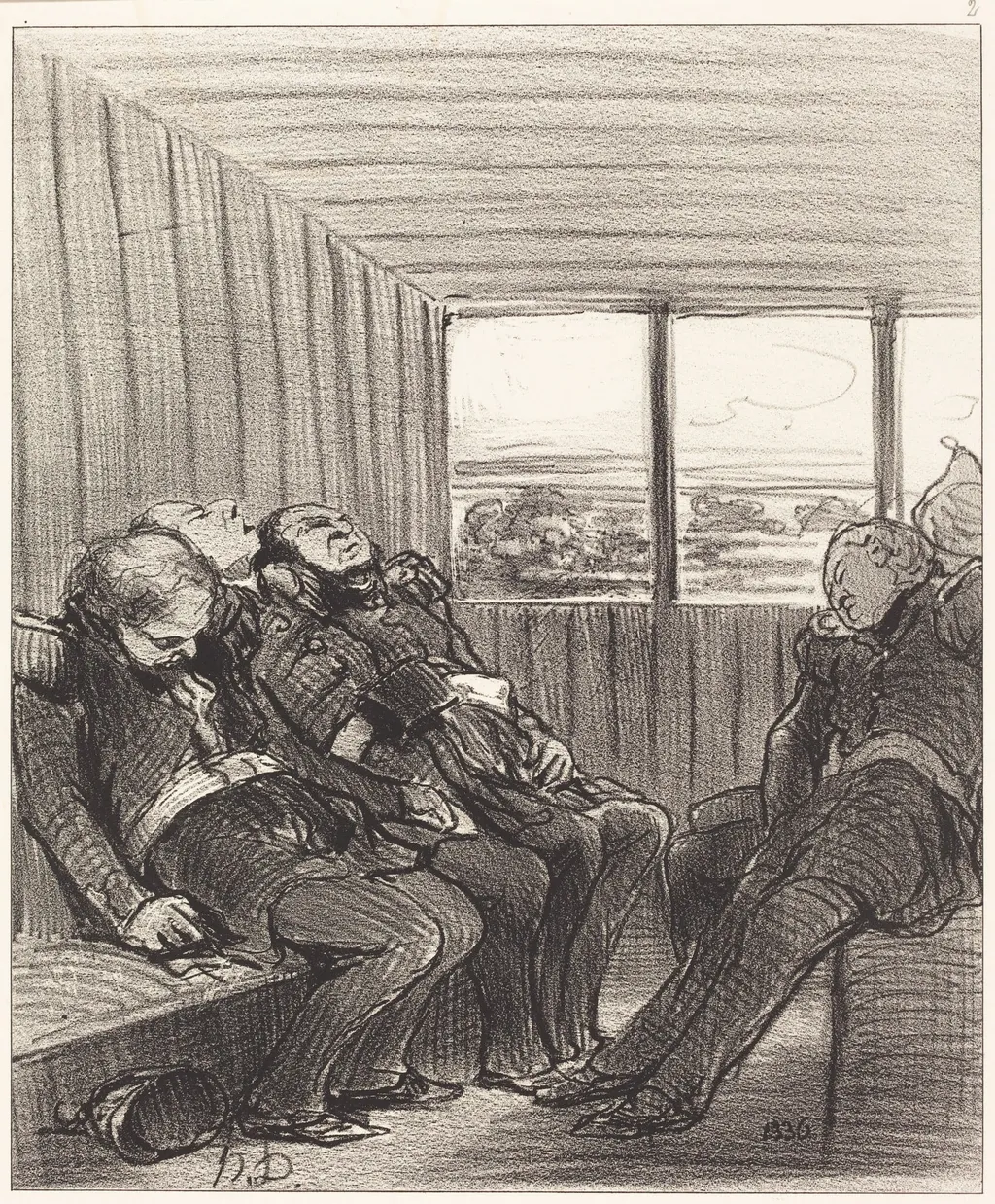 Le Voyage en chemin de fer..., by Honoré Daumier, ink, 1848