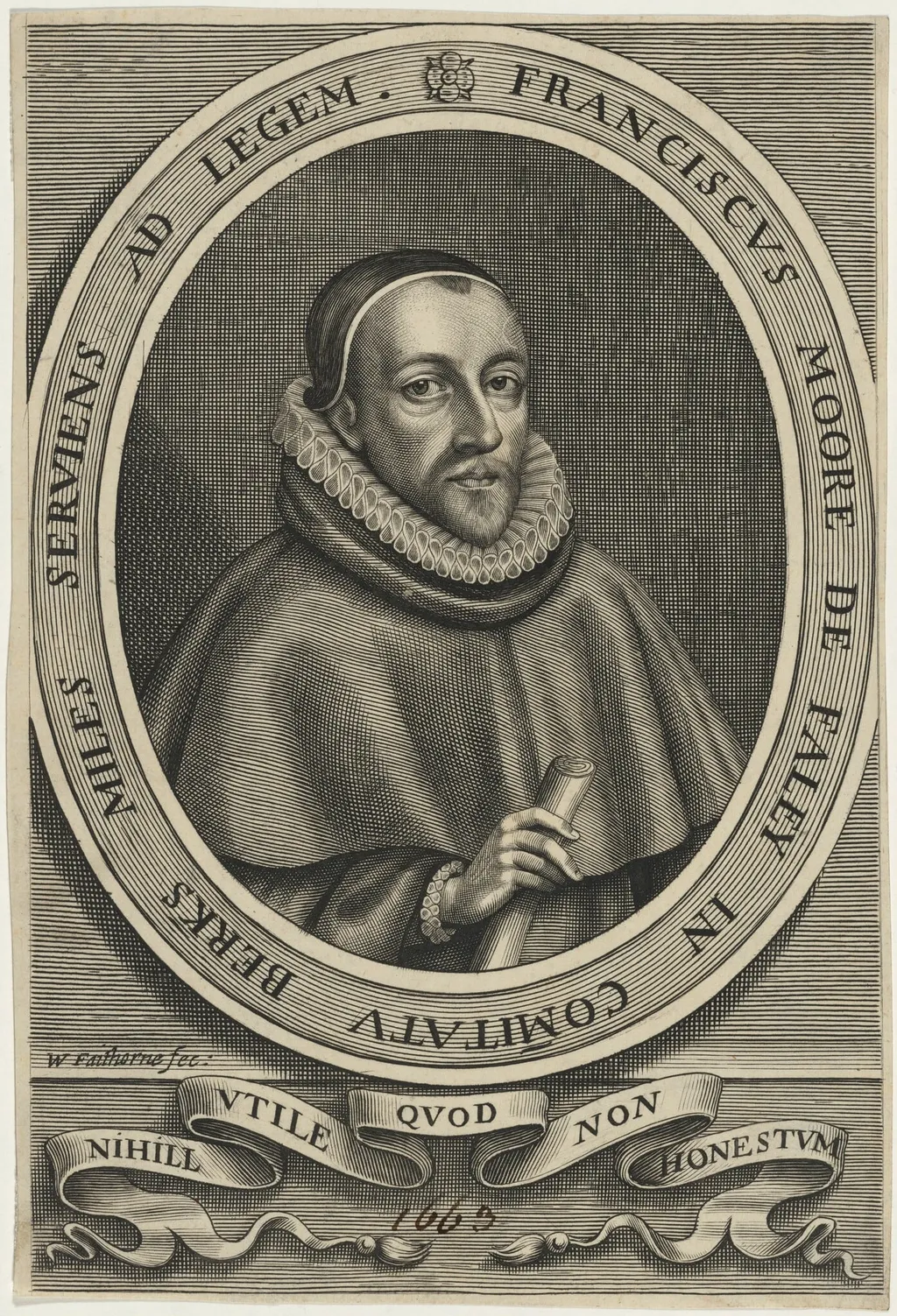 Sir Francis Moore, M.P., by William Faithorne, ink, 1663
