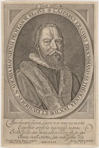 Jesper Rasmussen Brochmand, by Simon van de Passe, ink, 1632