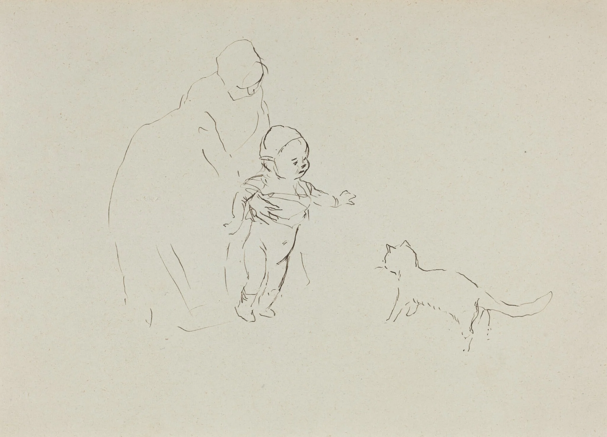 a) Nurse and Child (recto); b) Man on Horseback (verso), detail