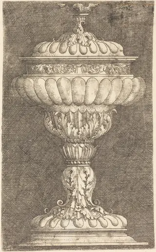 Covered Goblet with Winged Ball, by Albrecht Altdorfer, ink, 1522