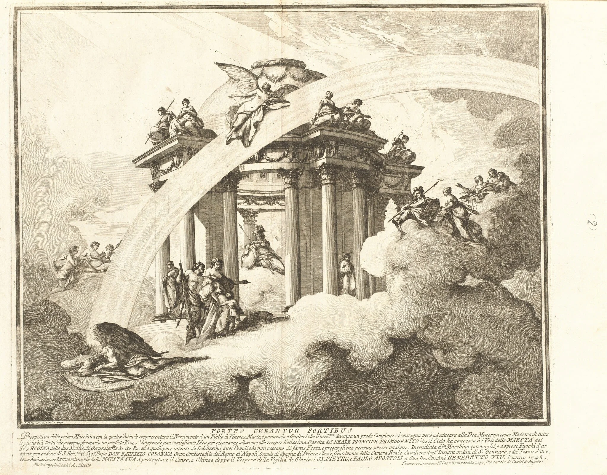 The Prima Macchina for the Chinea of 1748: The Son of Venus and Mars Presented to the Temple of Minerva, detail