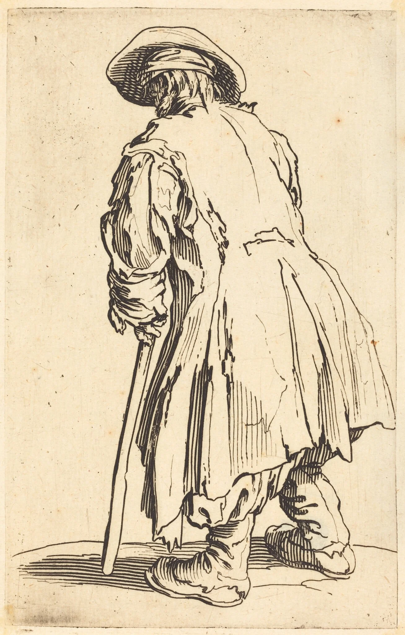 Old Beggar with One Crutch, detail