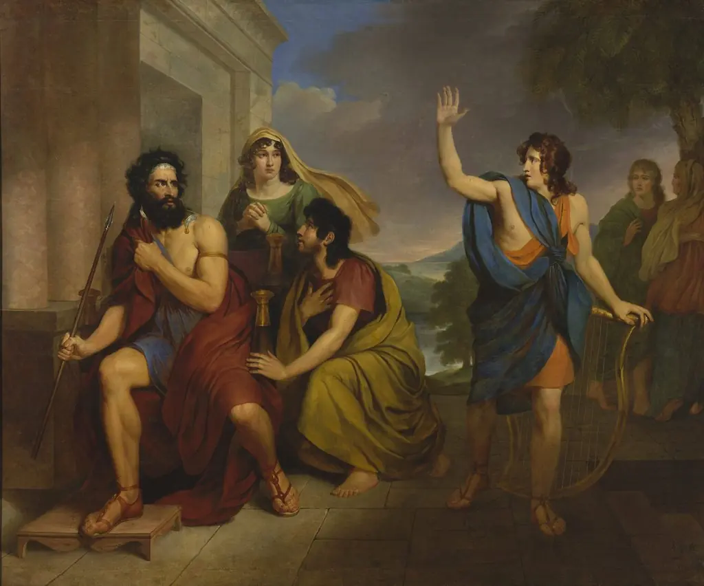 Saul’s anger at David, by Antoni Brodowski, oil, 1815