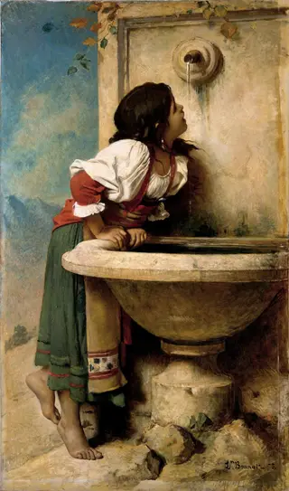Roman Girl at a Fountain, by Léon Bonnat, oil, 1875