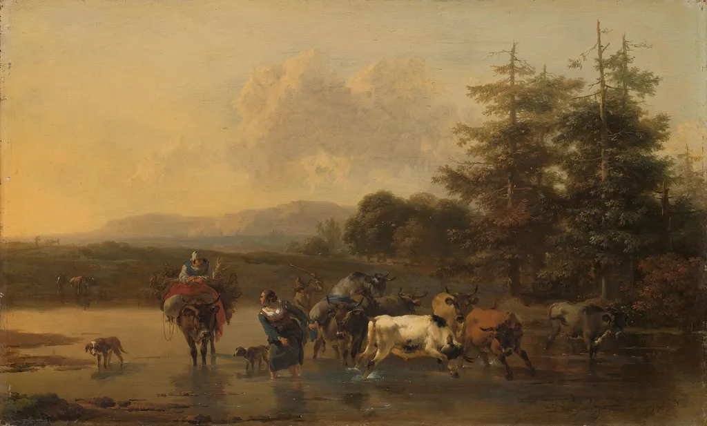 The Cattle Herd, by Nicolaes Pieterszoon Berchem, oil, 1656