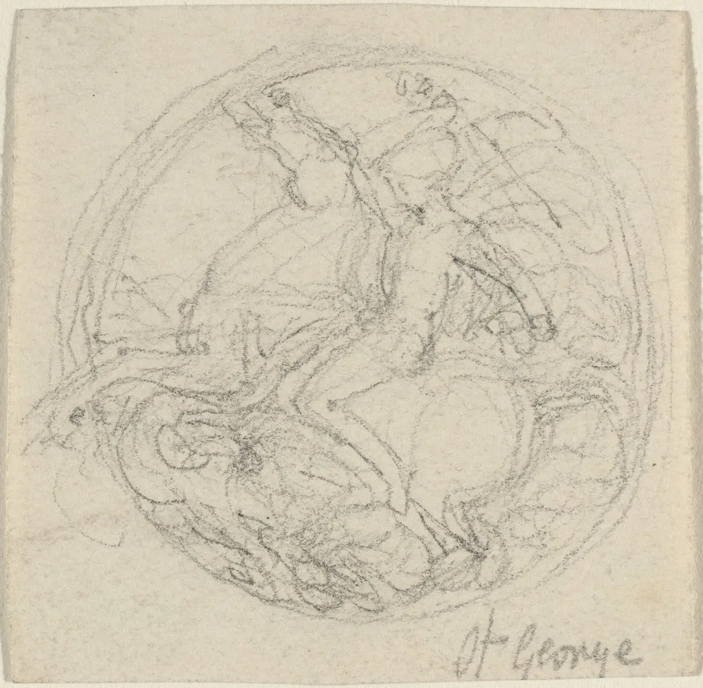 Design for a Medal Representing Saint George and the Dragon, by John Flaxman, graphite, 1800