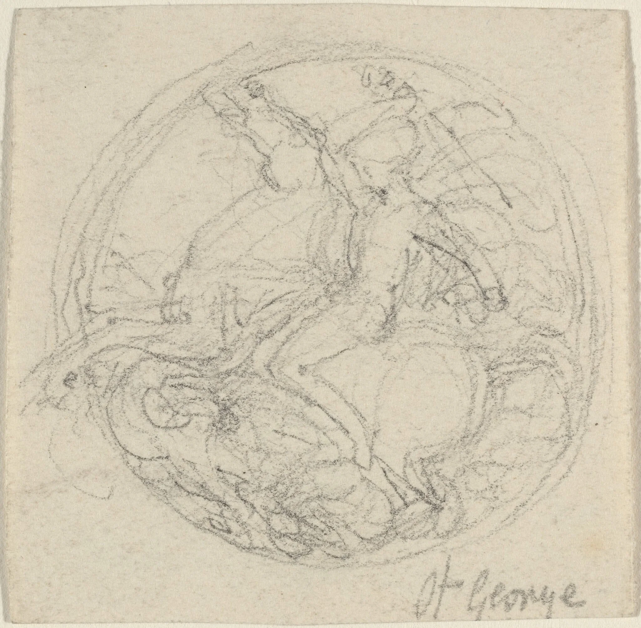 Design for a Medal Representing Saint George and the Dragon, detail