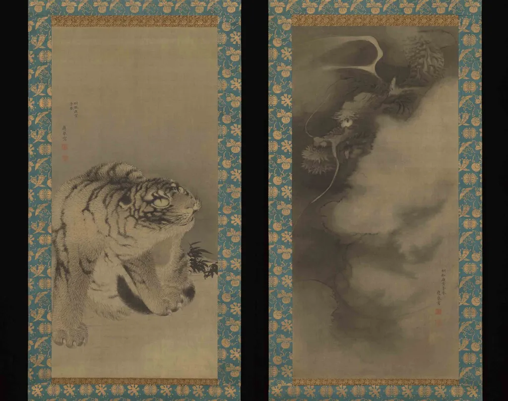 Dragon and Tiger 龍虎図 (Ryūko zu), by Maruyama Ōkyo, unspecified, 1770