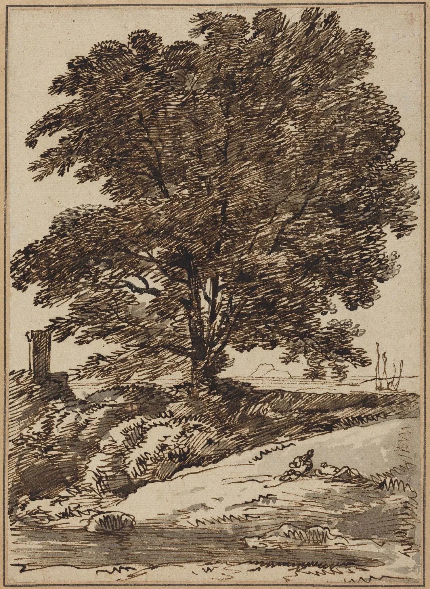 Seacoast with a Great Tree, detail