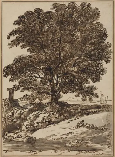 Seacoast with a Great Tree, by Franz Innocenz Josef Kobell, ink, 1786