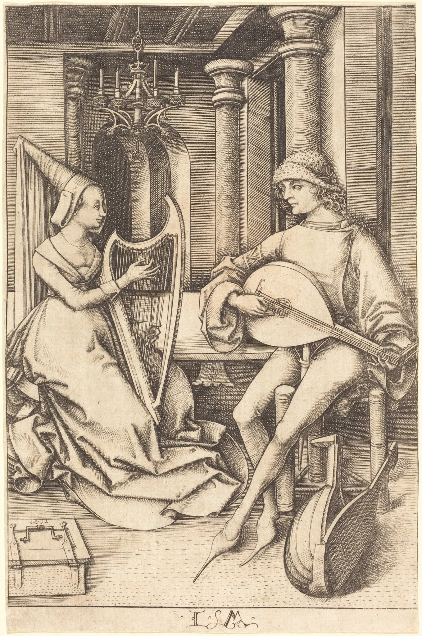 The Lute Player and the Harpist, detail