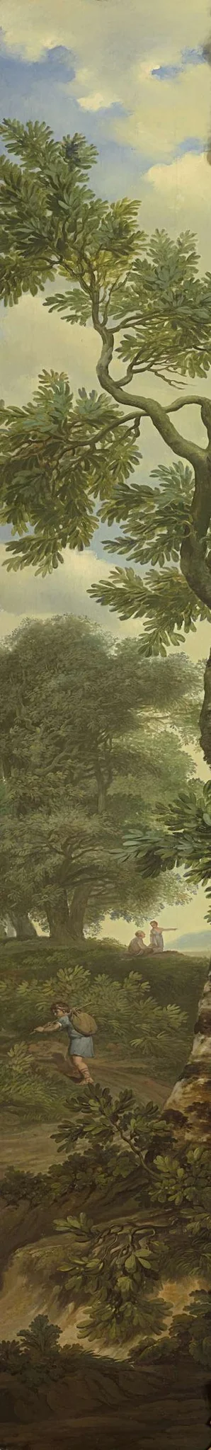 Arcadisch landschap met een reiziger, detail