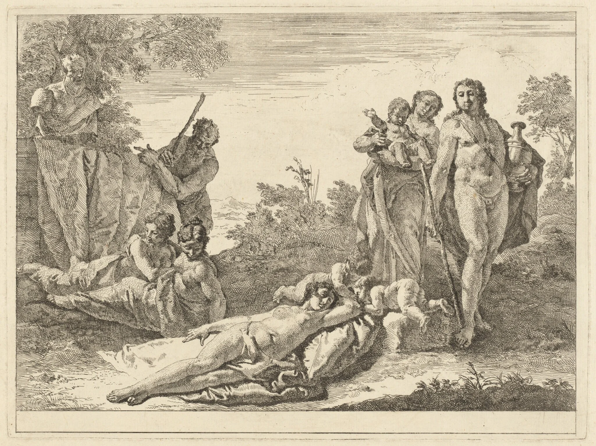 Nine Figures around a Herm of Pan, detail