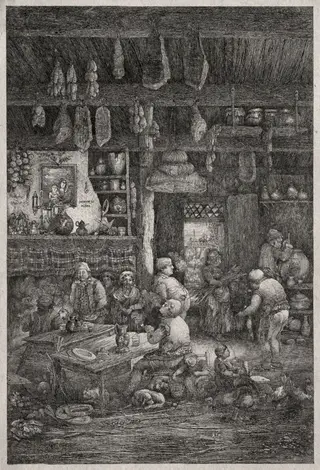 Moldavian Interior, by Rodolphe Bresdin, 1856
