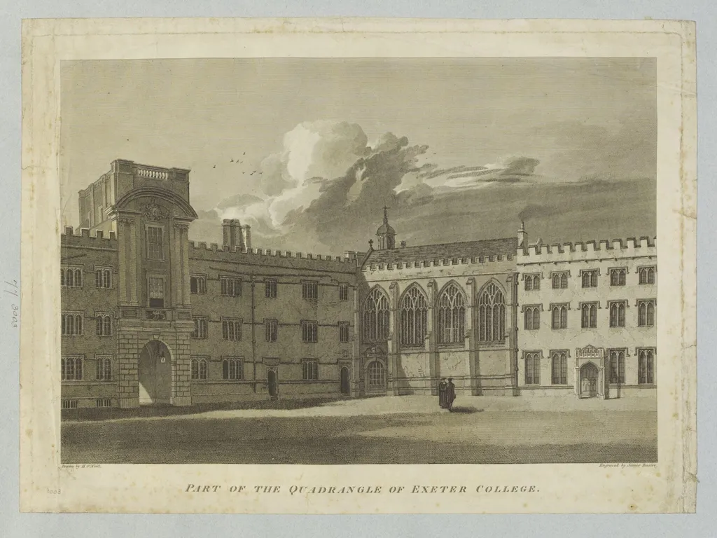 Part of the quadrangle of Exeter College, by James Basire, 1813