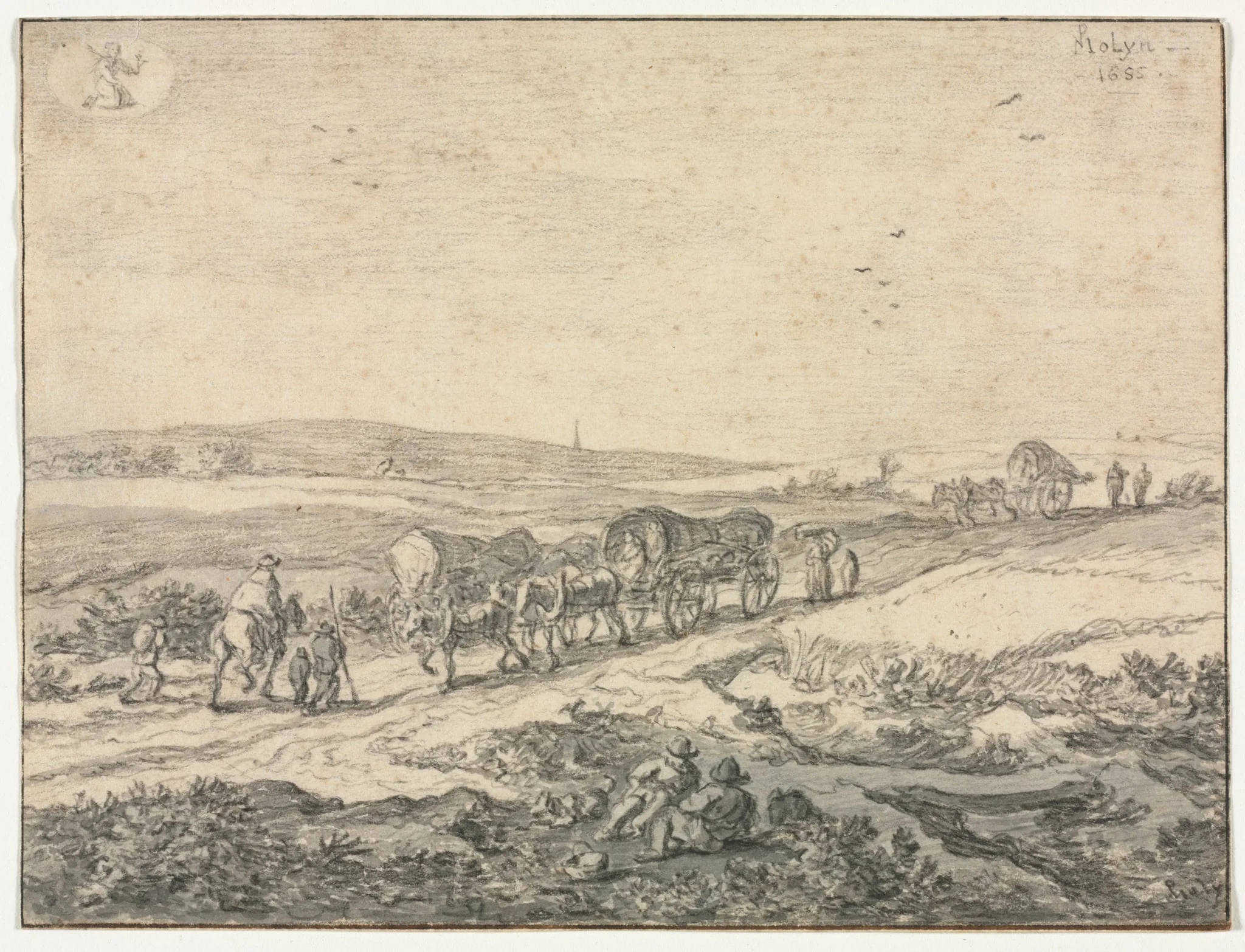 August: Landscape with Wagons, detail