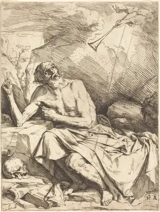Saint Jerome Hearing the Trumpet of the Last Judgment, by Jusepe de Ribera, ink, 1621