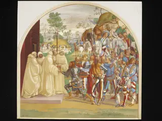 St Benedict and the True King Totila, by Edward Kaiser, paint, 1872