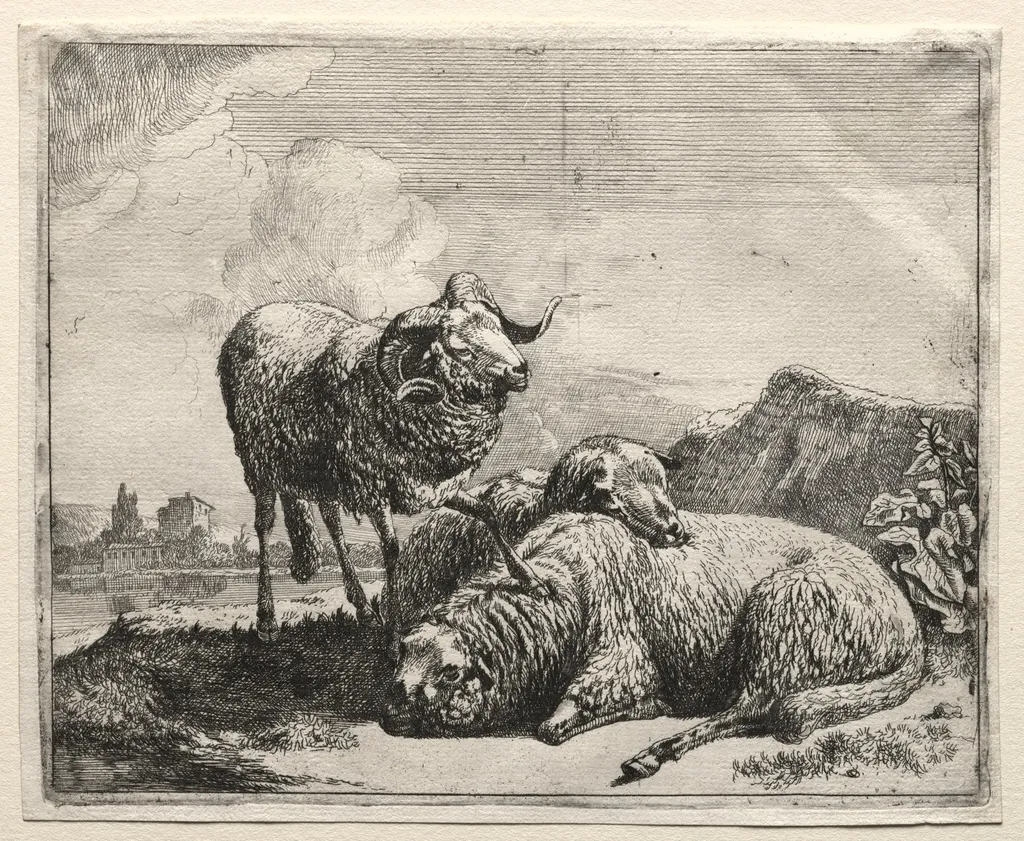 Ram and Two Sheep, by Johann Heinrich Roos, 1665