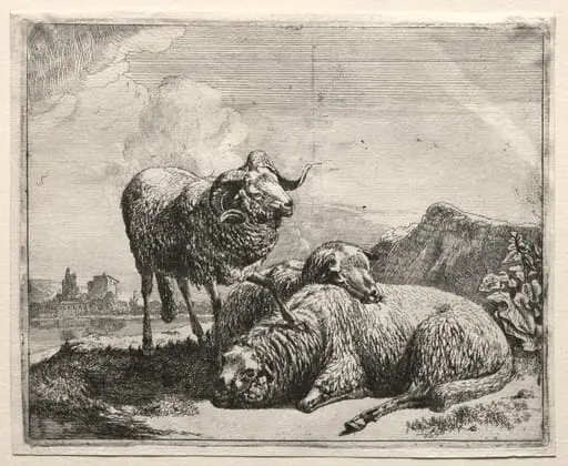 Ram and Two Sheep, by Johann Heinrich Roos, 1665