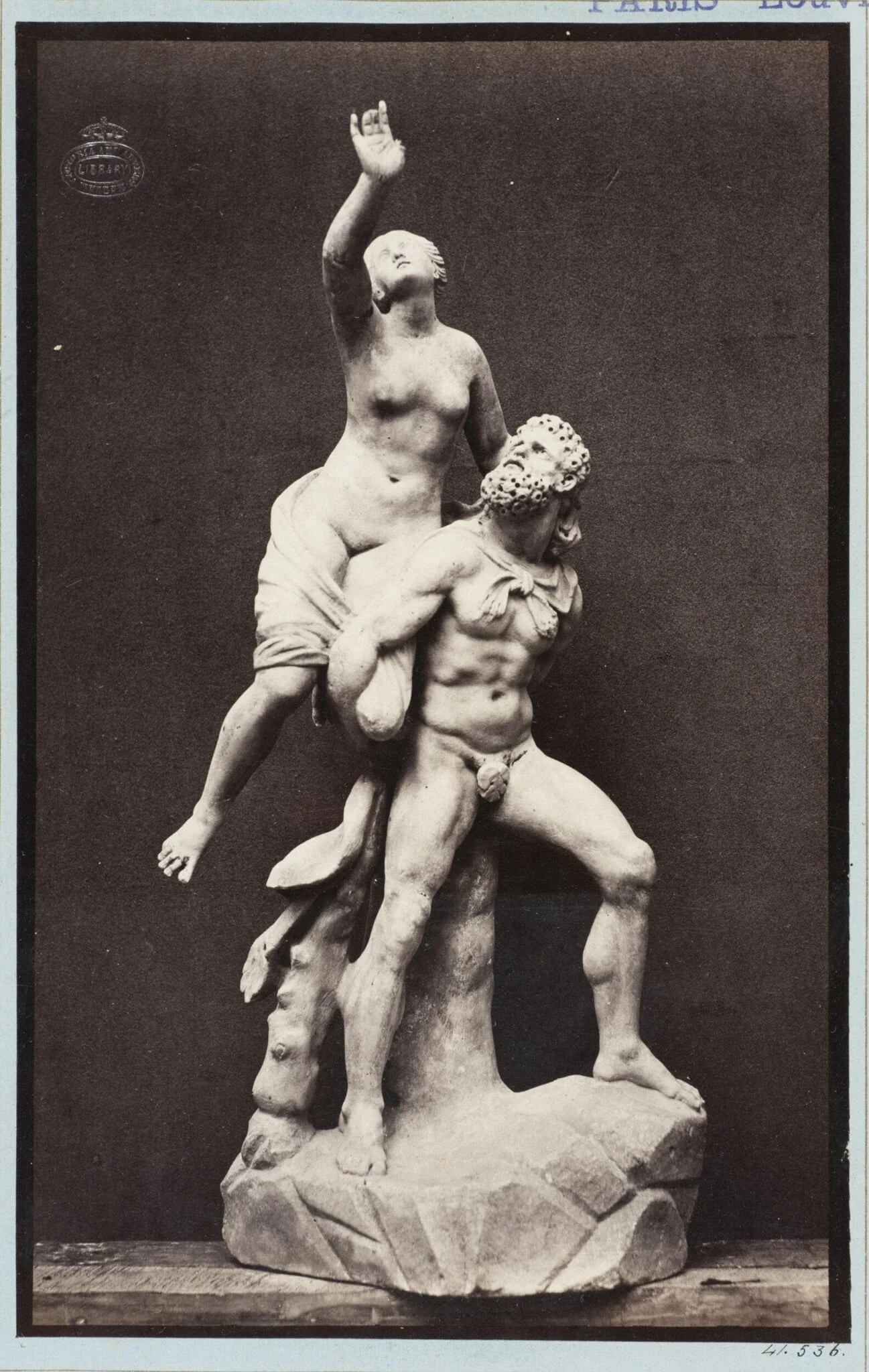 Hercules and Dejanira statuette group in marble, detail