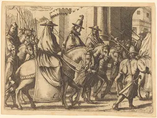 Entry into Ferrara, by Jacques Callot, ink, 1612