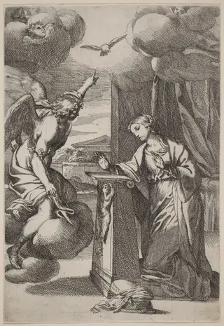 The Annunciation, by Carlo Maratta, ink, 1669