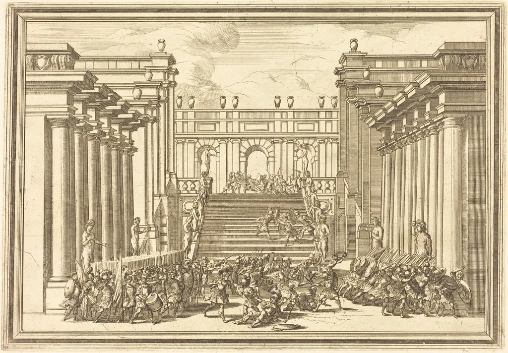 Il Greco in Troia: Plate 3, by Arnold von Westerhout, ink, 1688