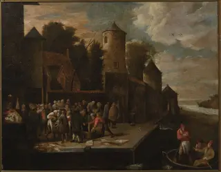 Fishmongers in the port, by David Teniers the Younger, oil, 1660