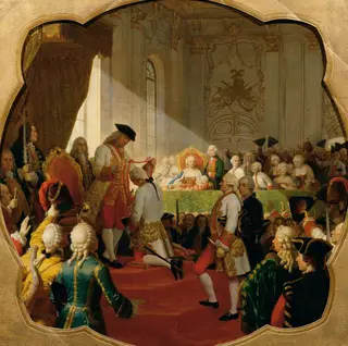 First promotion to the Military Maria Theresa Order in 1758, by Karl von Blaas, oil, 1868
