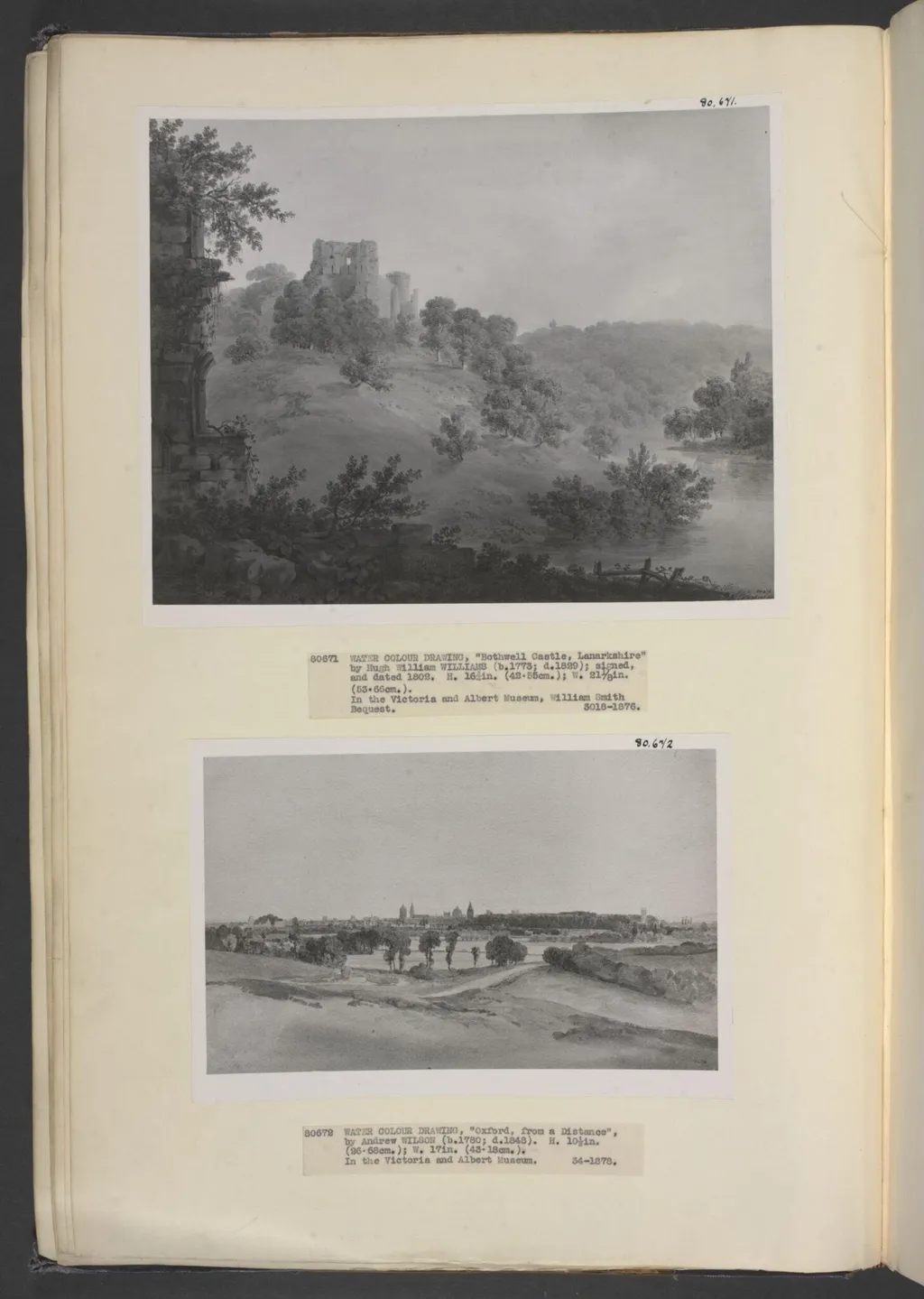 Bothwell Castle, by Hugh William Williams, watercolor, 1802