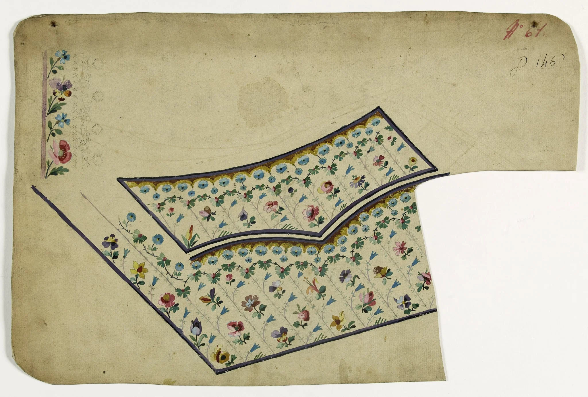Gilet aux pâquerettes bleues, projets de broderies de gilet, XVIIIème siècle, detail