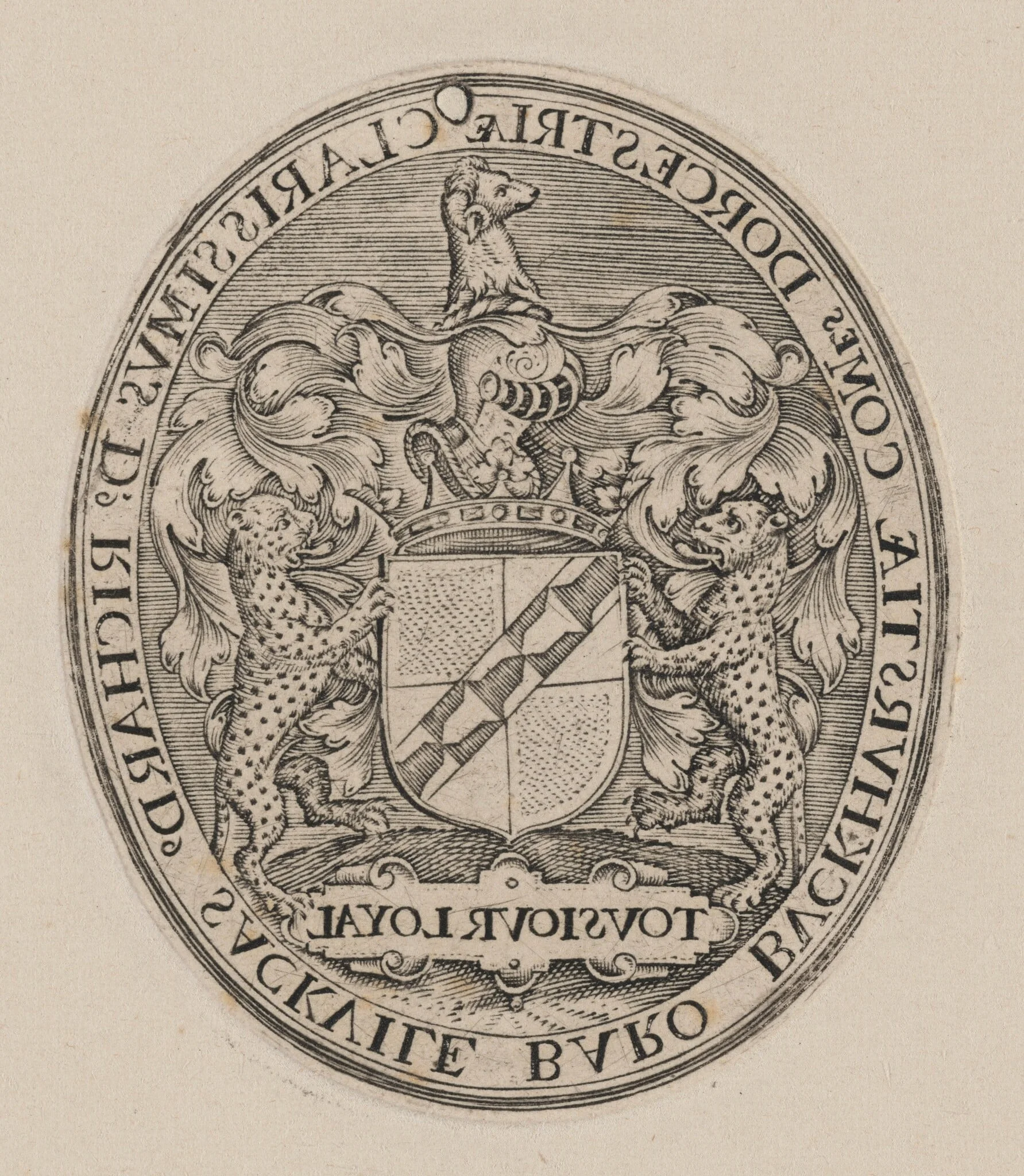 Shield of Richard Sackville, 3rd Earl of Dorset [right half], detail