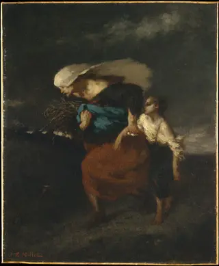 Retreat from the Storm, by Jean François Millet, oil, 1846