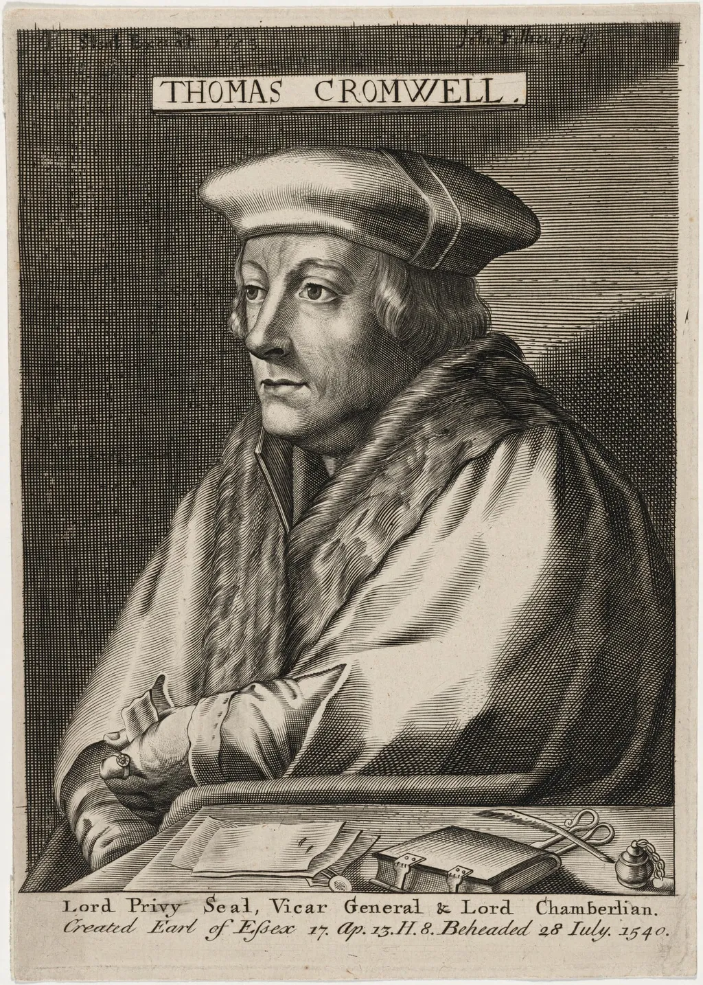 Thomas Cromwell, Earl of Essex, by John Fillian, ink, 1653
