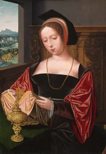 A Lady Reading (Saint Mary Magdalene), by Master of the Female Half-Lengths, oil, 1530