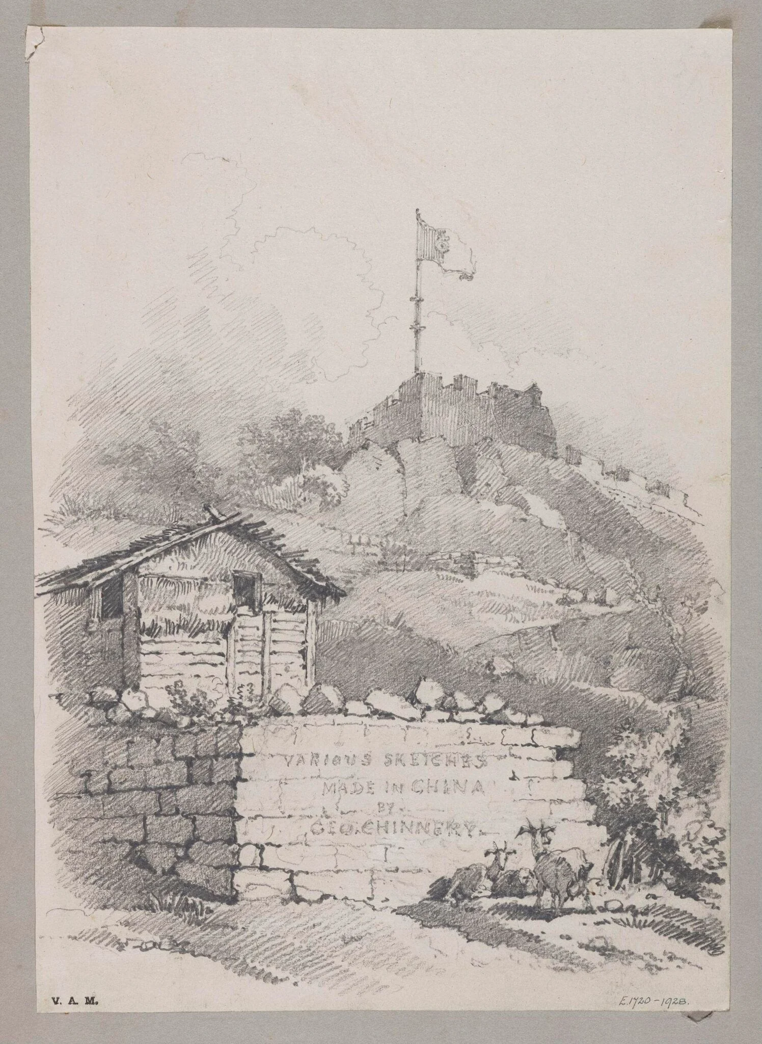 Vignette. Part of Monte Fort and adjacent village, Macao, detail