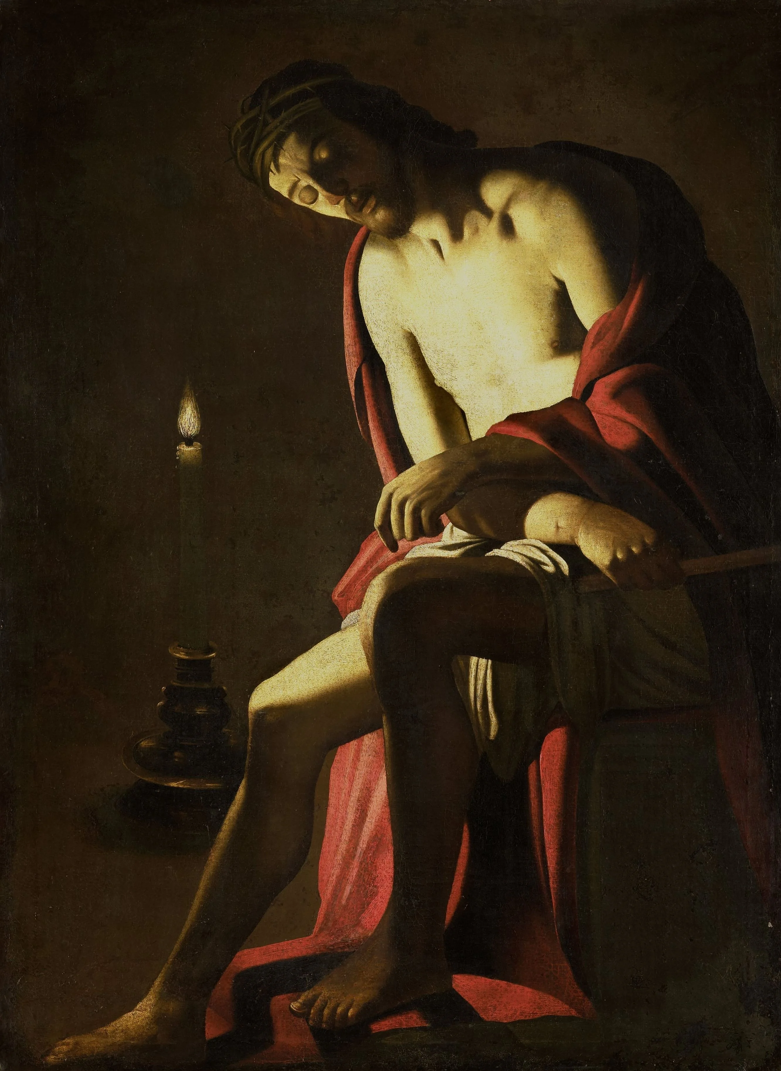 Christ seated on the cold stone, detail