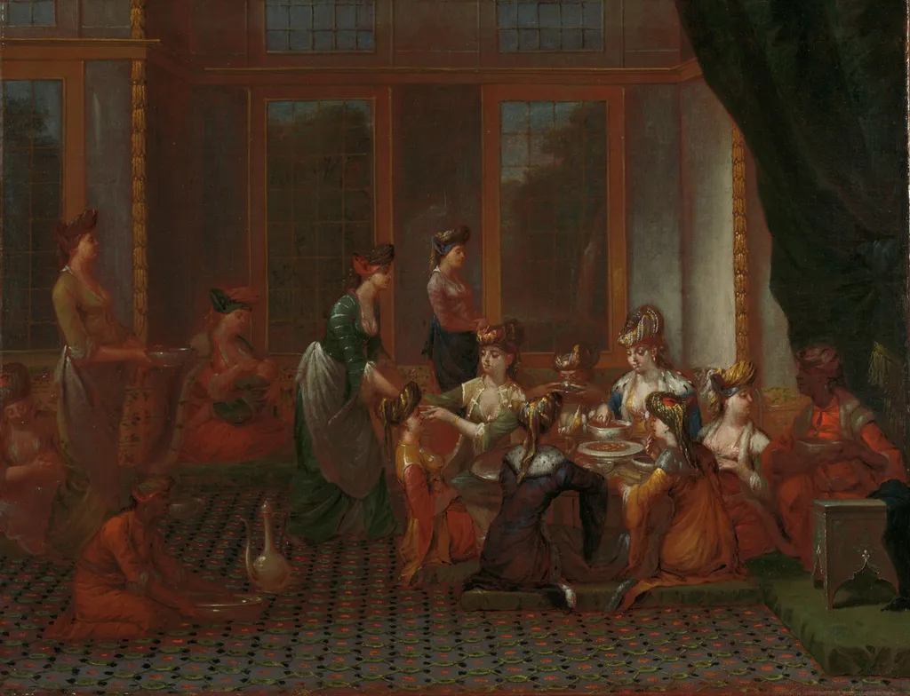 Banquet of Distinguished Turkish Women, by Jean Baptiste Vanmour, oil, 1728